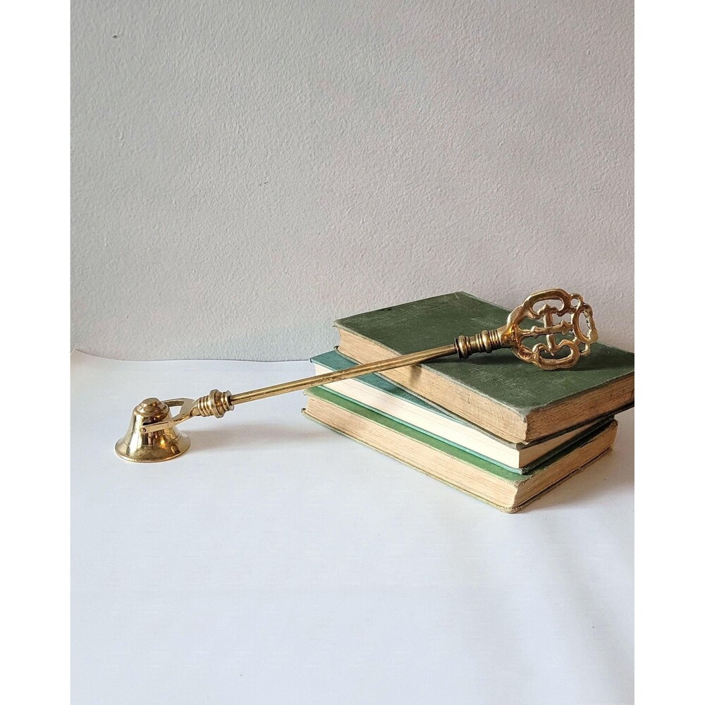 Vintage Solid Brass Candle Snuffer Extinguisher Long Ornate Handle